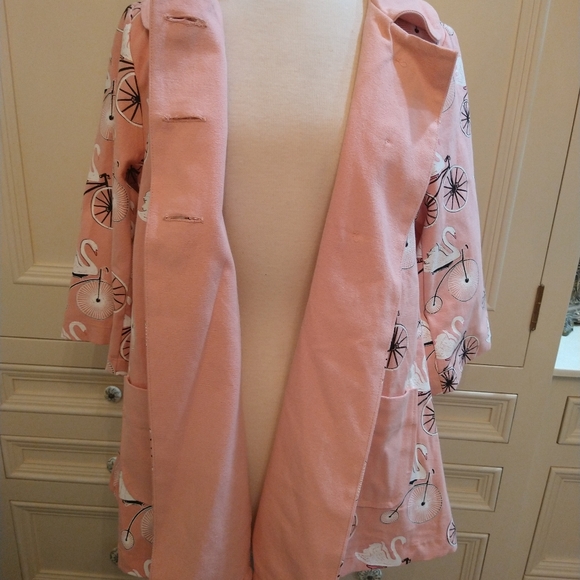 Love Dove by Grace Pink Swing Jacket Size M Swans on Bikes NWT - Picture 8 of 8